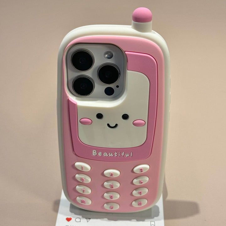 Pink smiley face three-dimensional big brother cell phone case - Leokee case