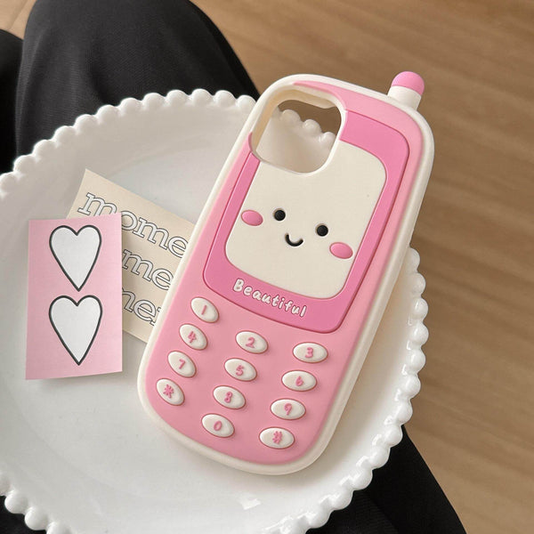 Pink smiley face three-dimensional big brother cell phone case - Leokee case