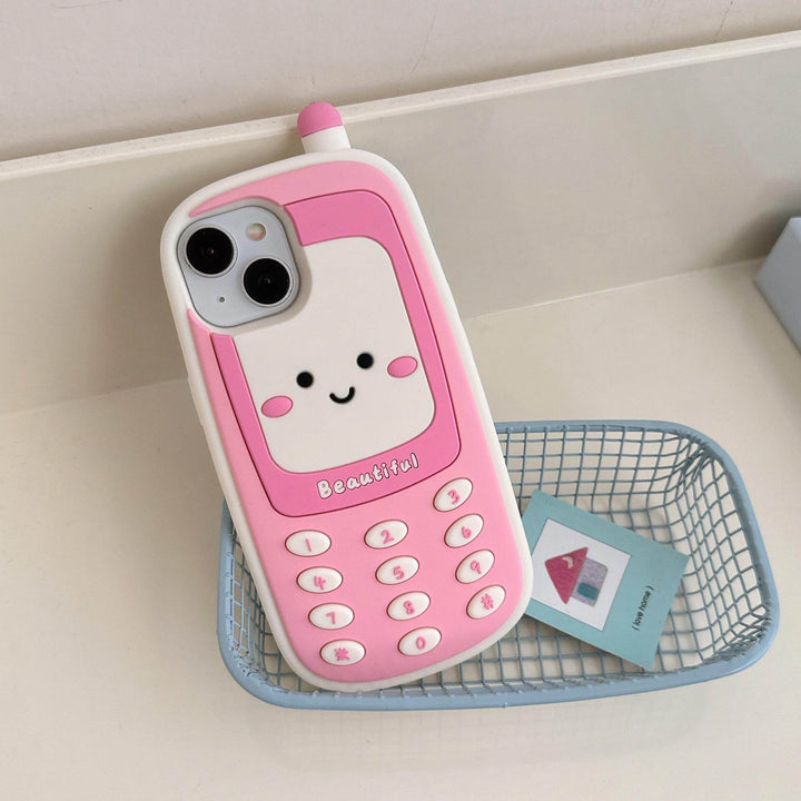 Pink smiley face three-dimensional big brother cell phone case - Leokee case