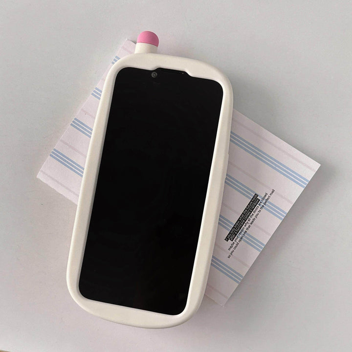 Pink smiley face three-dimensional big brother cell phone case - Leokee case