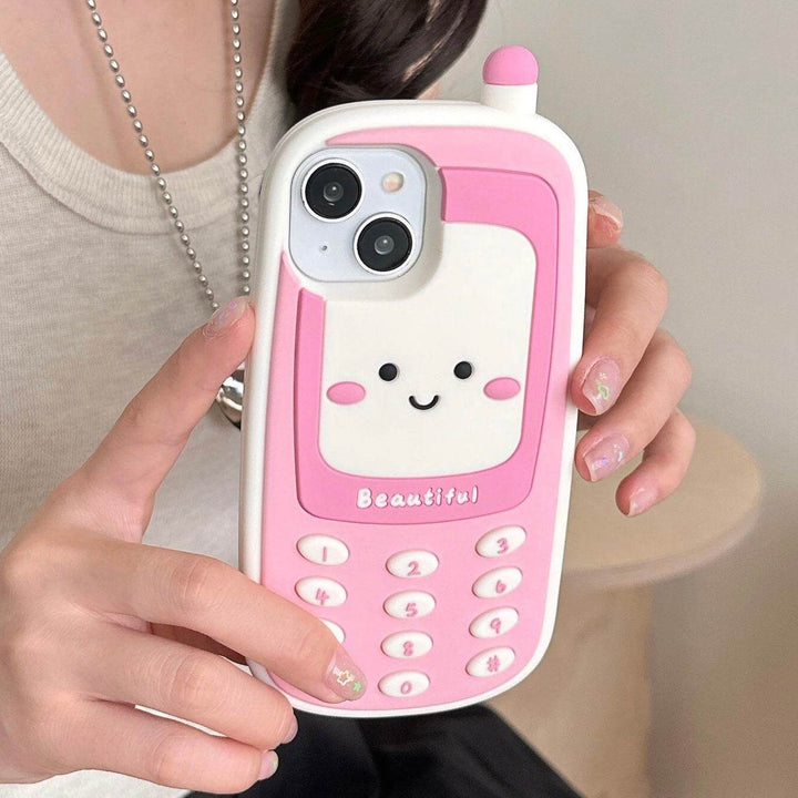 Pink smiley face three-dimensional big brother cell phone case - Leokee case