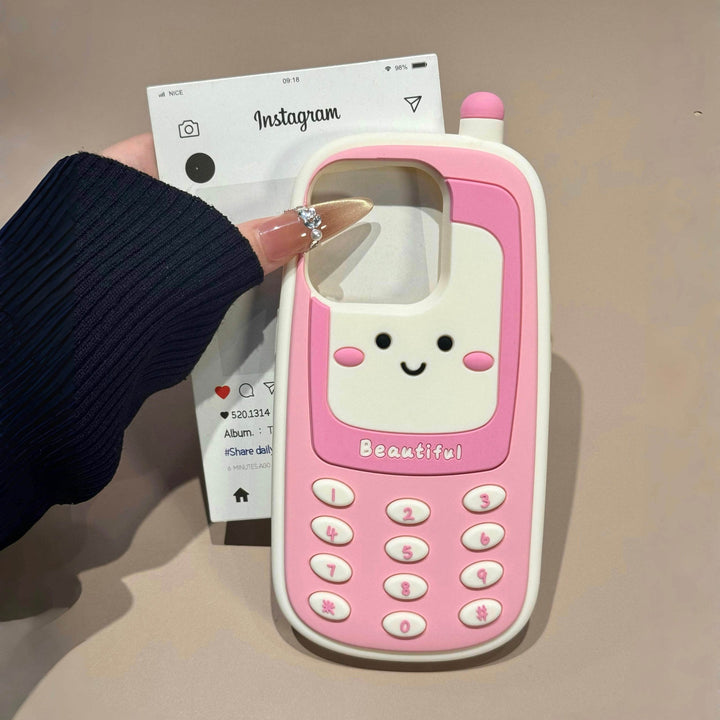 Pink smiley face three-dimensional big brother cell phone case - Leokee case