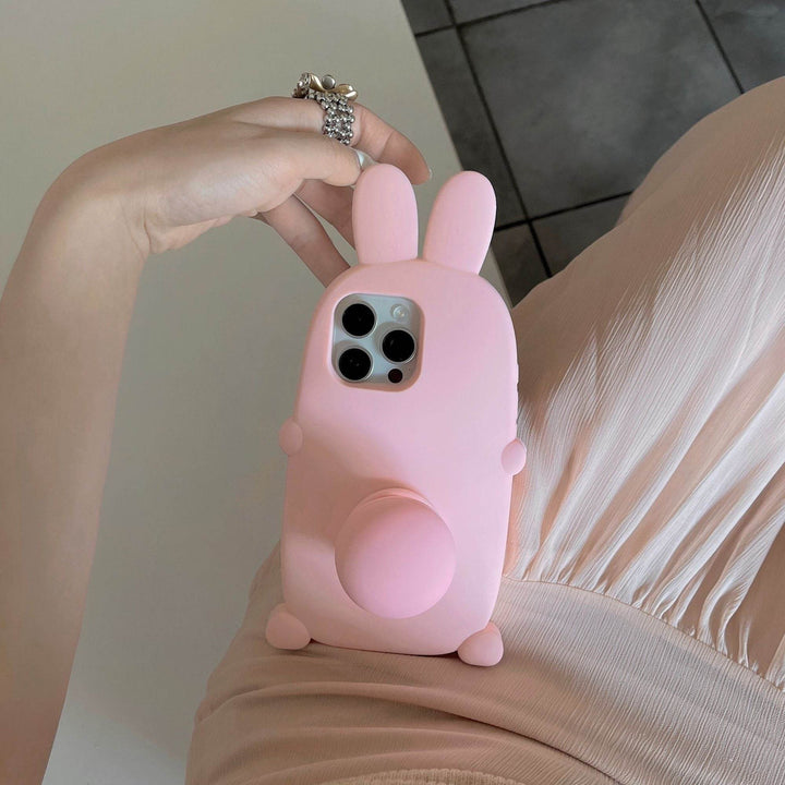 Cute three-dimensional pink rabbit ears phone case holder - Leokee case