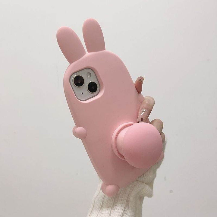 Cute three-dimensional pink rabbit ears phone case holder - Leokee case