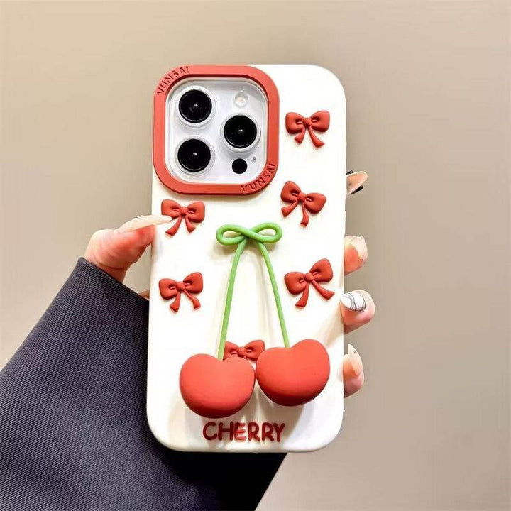 Three-dimensional cherry bow phone case - Leokee case