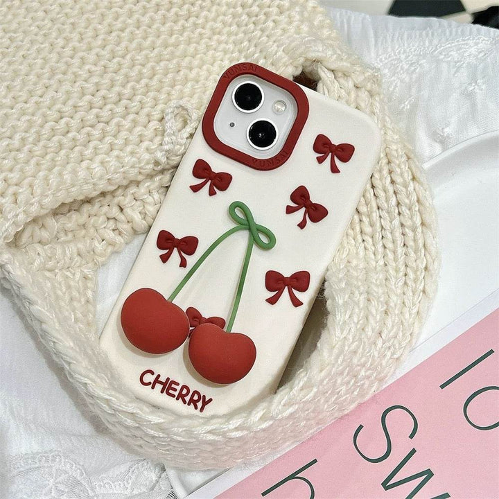 Three-dimensional cherry bow phone case - Leokee case