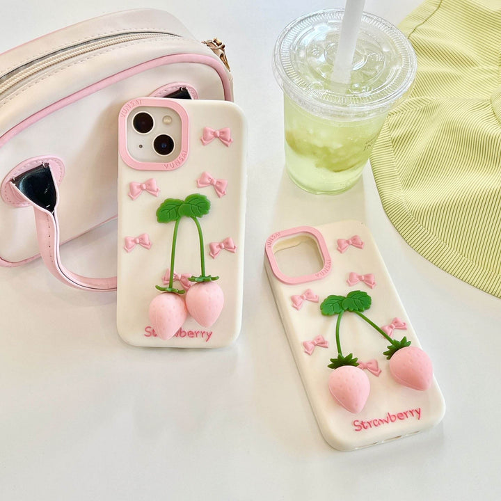 Three-dimensional cherry bow phone case - Leokee case