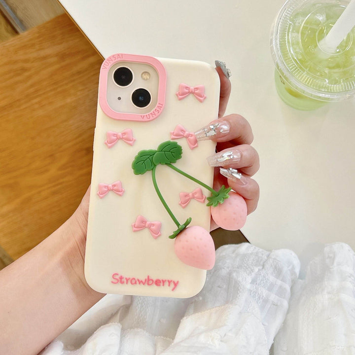 Three-dimensional cherry bow phone case - Leokee case
