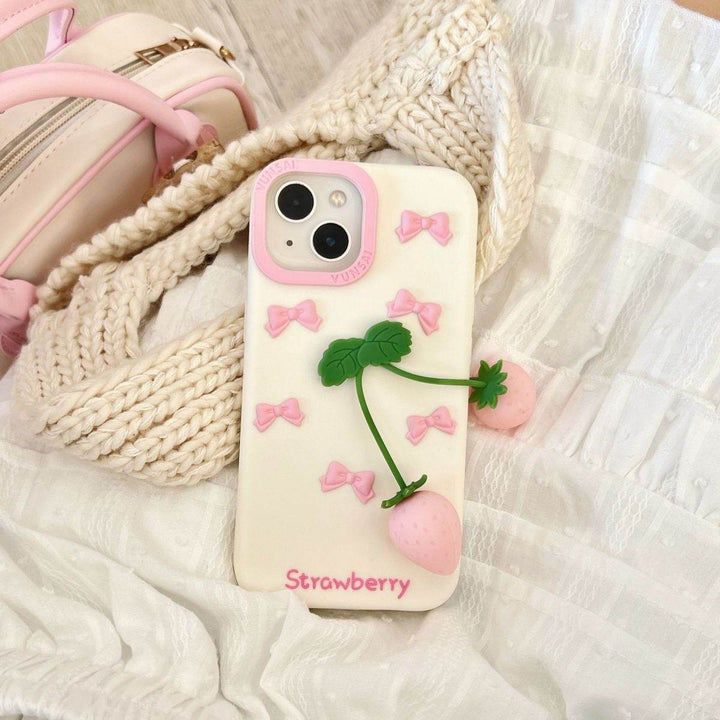 Three-dimensional cherry bow phone case - Leokee case