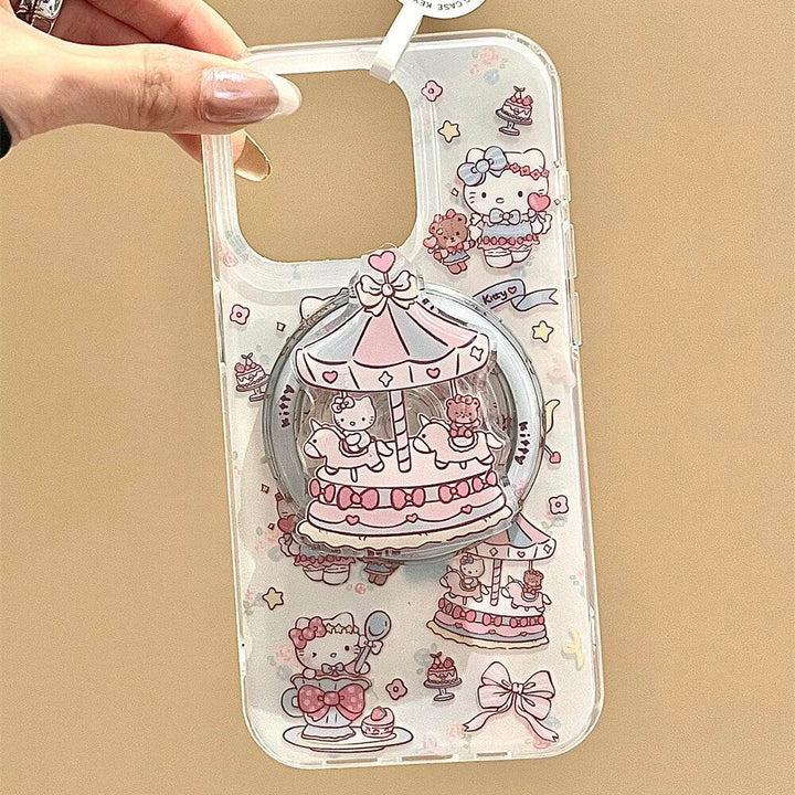 Carousel KT Cat Magnetic Holder Phone Case - Leokee case