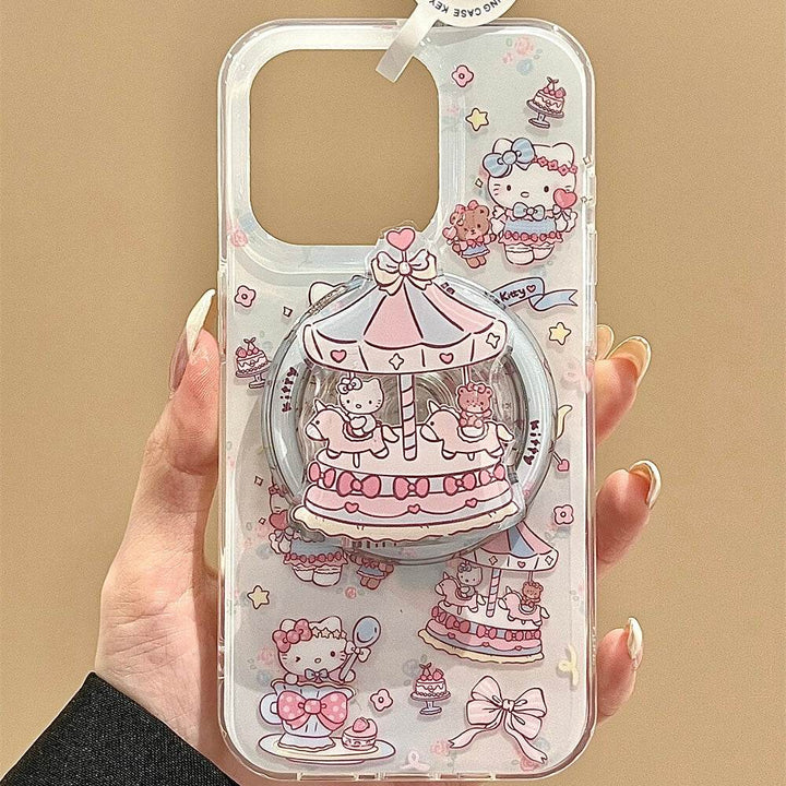 Carousel KT Cat Magnetic Holder Phone Case - Leokee case