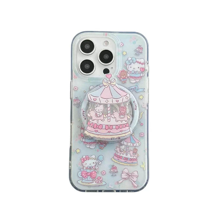 Carousel KT Cat Magnetic Holder Phone Case - Leokee case