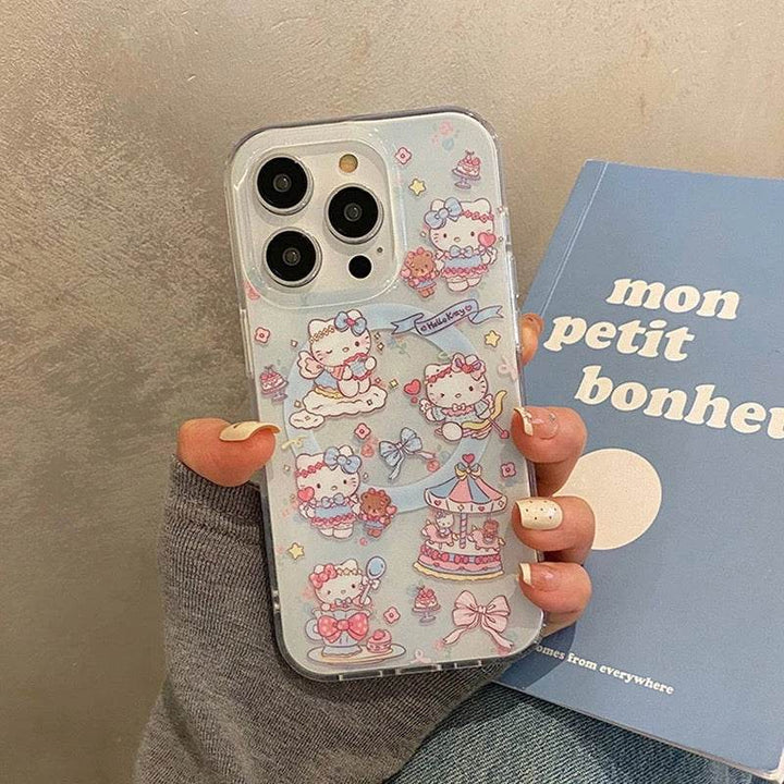 Carousel KT Cat Magnetic Holder Phone Case - Leokee case