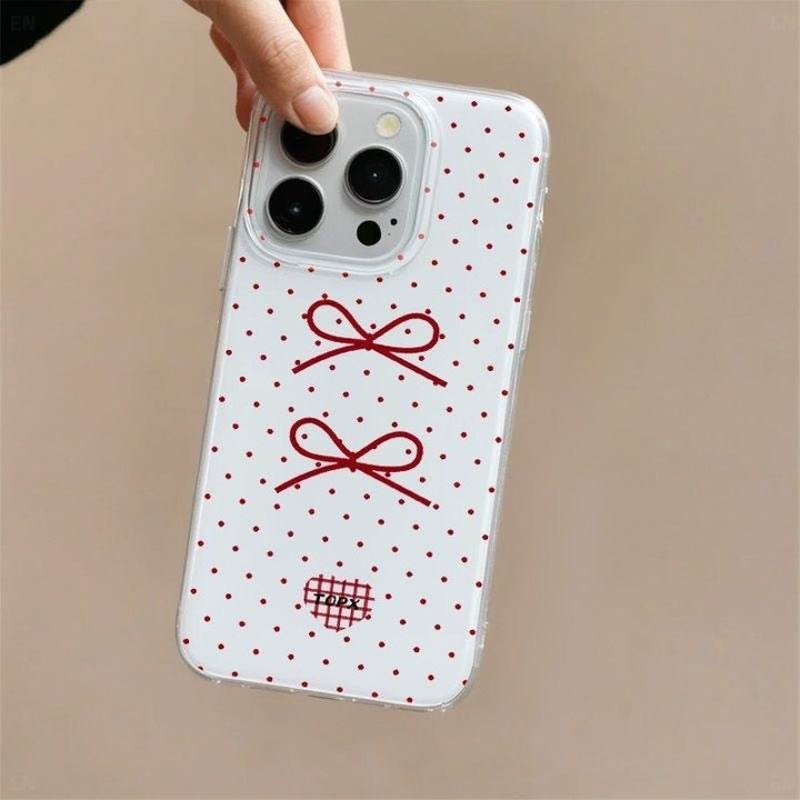 Red Polka Dot Bow Phone Case - Leokee case