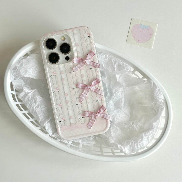 Pink Flower Kitty Bow Phone Case - Leokee case