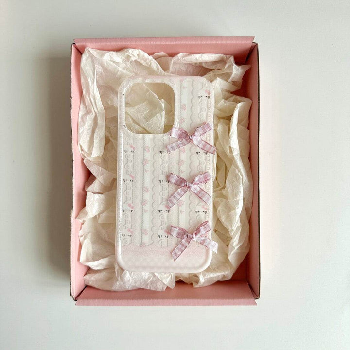 Pink Flower Kitty Bow Phone Case - Leokee case