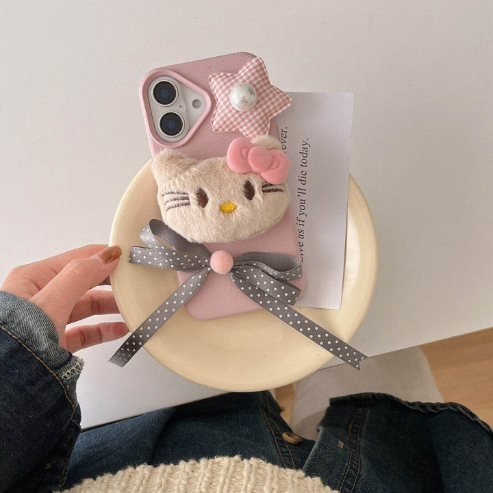 Plush three-dimensional KT cat phone case - Leokee case