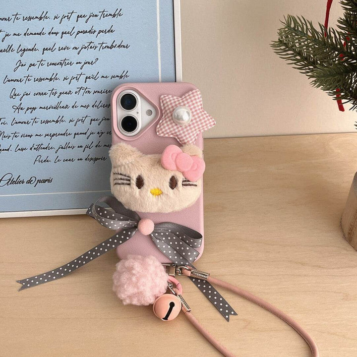 Plush three-dimensional KT cat phone case - Leokee case