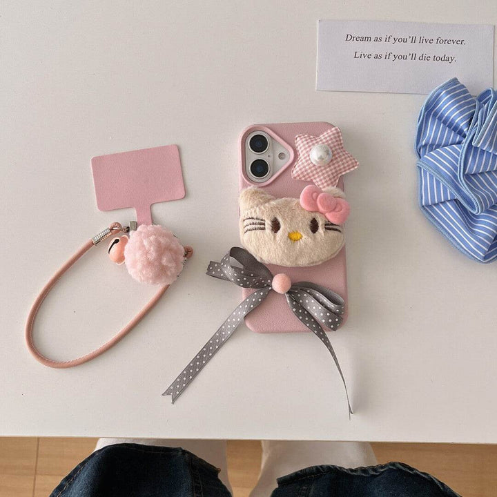 Plush three-dimensional KT cat phone case - Leokee case