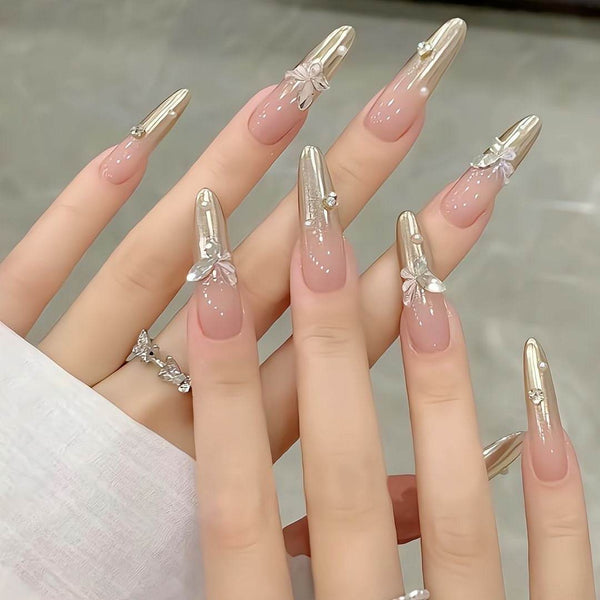 Moonlight Butterfly Magic Mirror French Gradient Handmade Nail Art - Leokee case