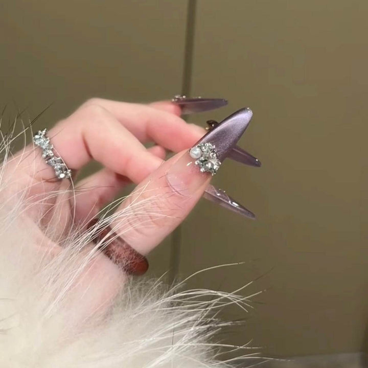 Purple Gradient Cat Eye Handmade Wearable Nails - Leokee case