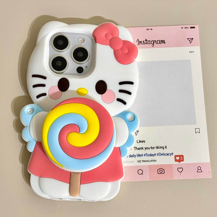 Stereoscopic Rotating Lollipop Holder Phone Case - Leokee case