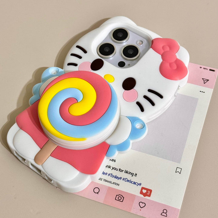 Stereoscopic Rotating Lollipop Holder Phone Case - Leokee case