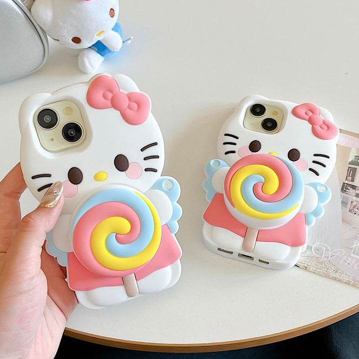 Stereoscopic Rotating Lollipop Holder Phone Case - Leokee case