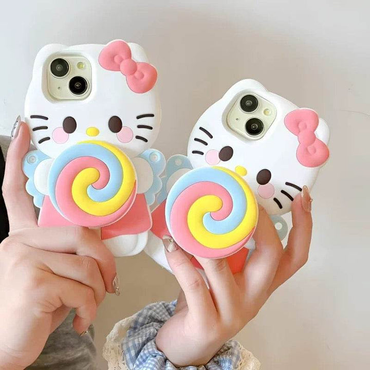 Stereoscopic Rotating Lollipop Holder Phone Case - Leokee case