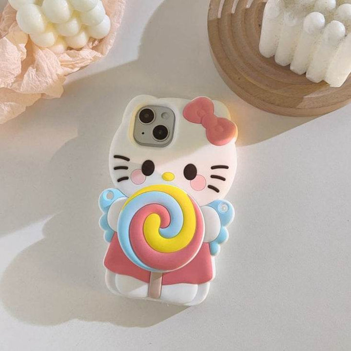 Stereoscopic Rotating Lollipop Holder Phone Case - Leokee case