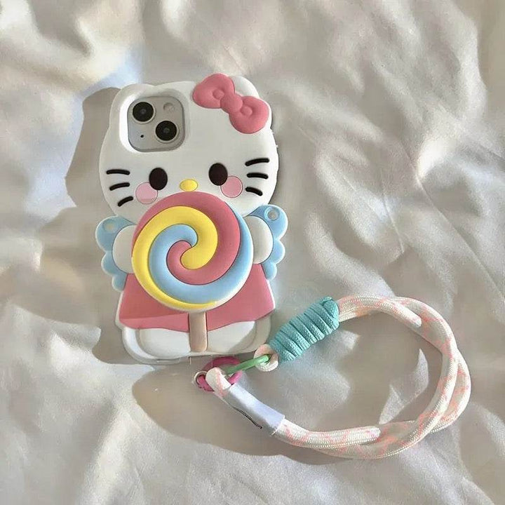 Stereoscopic Rotating Lollipop Holder Phone Case - Leokee case