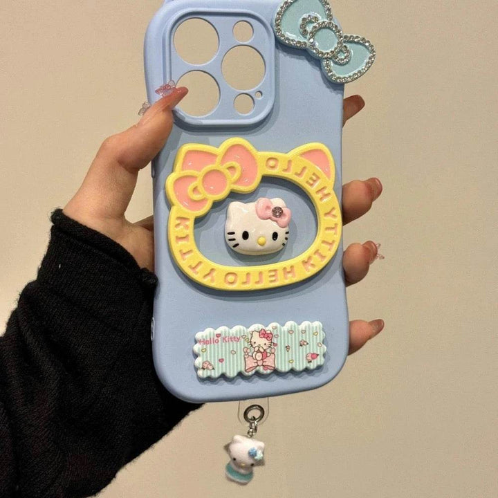 Three-dimensional cat ear HelloKitty cell phone case - Leokee case