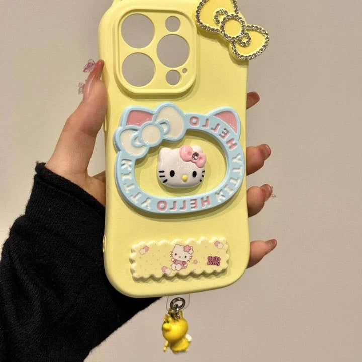 Three-dimensional cat ear HelloKitty cell phone case - Leokee case