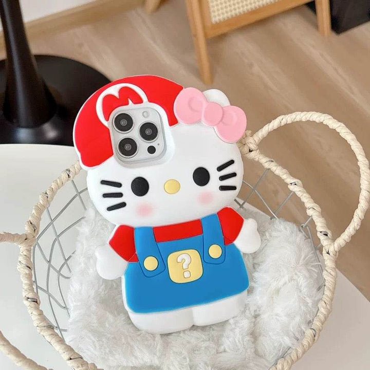 Cartoon three-dimensional Mario kt cat phone case - Leokee case