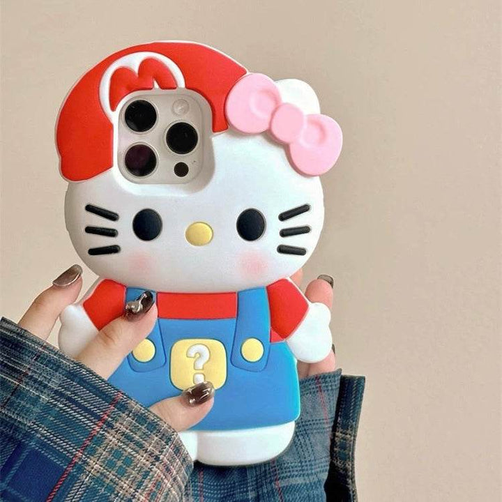 Cartoon three-dimensional Mario kt cat phone case - Leokee case