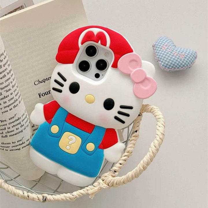Cartoon three-dimensional Mario kt cat phone case - Leokee case