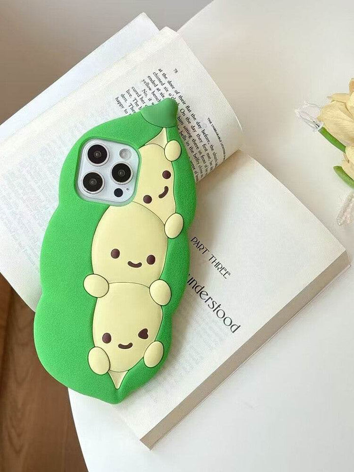 Cartoon three-dimensional cute pea pod phone case - Leokee case