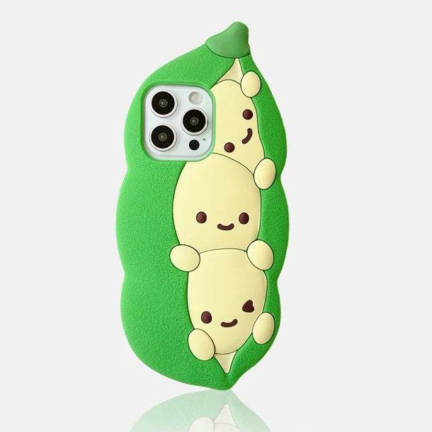 Cartoon three-dimensional cute pea pod phone case - Leokee case