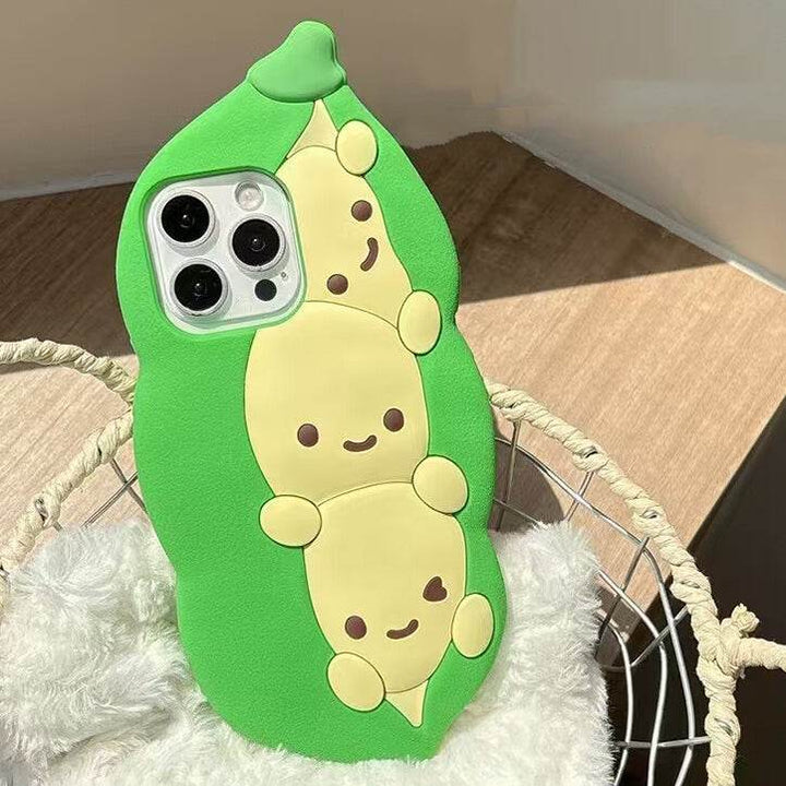 Cartoon three-dimensional cute pea pod phone case - Leokee case