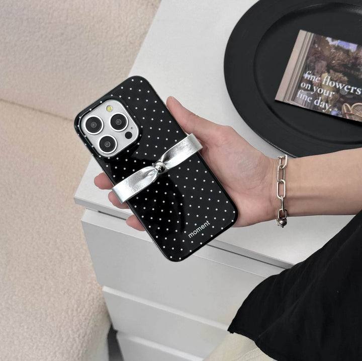 Pink Polka Dot Bow Phone Case - Leokee case
