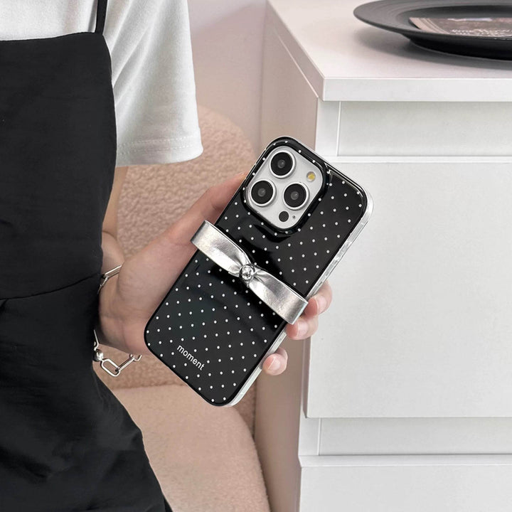 Pink Polka Dot Bow Phone Case - Leokee case