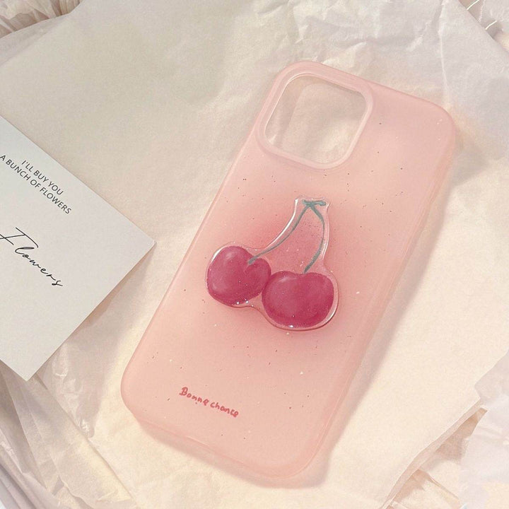 Transparent Pink Cherry 3D Phone Case - Leokee case
