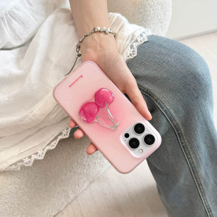 Transparent Pink Cherry 3D Phone Case - Leokee case