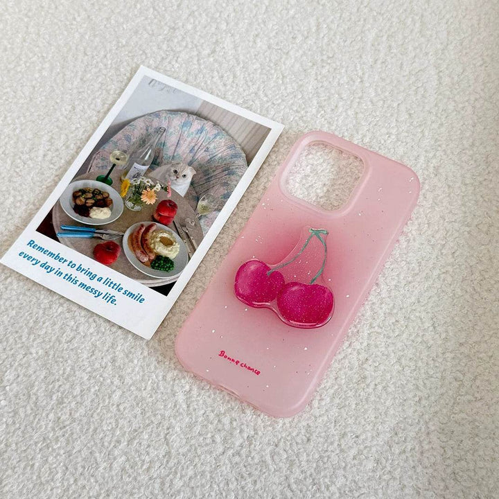 Transparent Pink Cherry 3D Phone Case - Leokee case