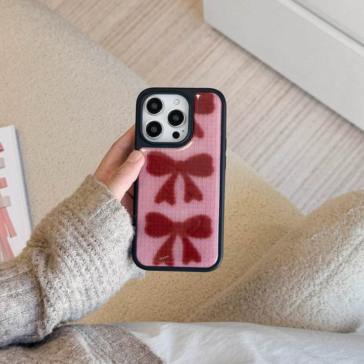 Pink Knitted Bow Phone Case - Leokee case