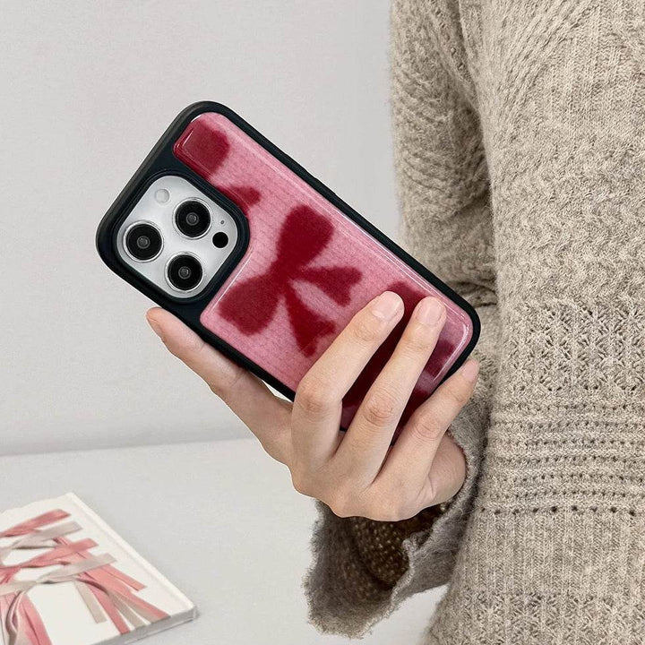 Pink Knitted Bow Phone Case - Leokee case