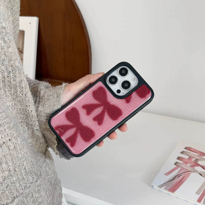 Pink Knitted Bow Phone Case - Leokee case