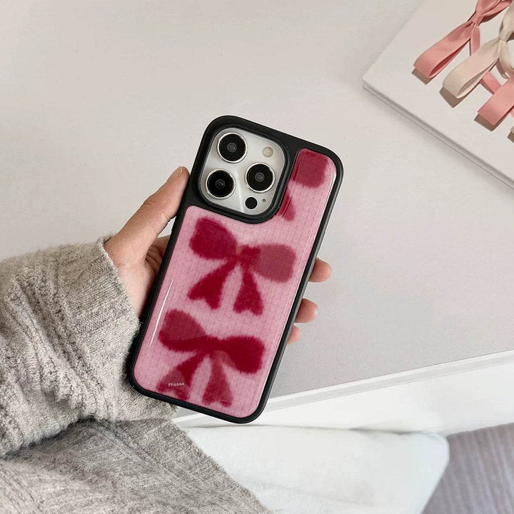 Pink Knitted Bow Phone Case - Leokee case