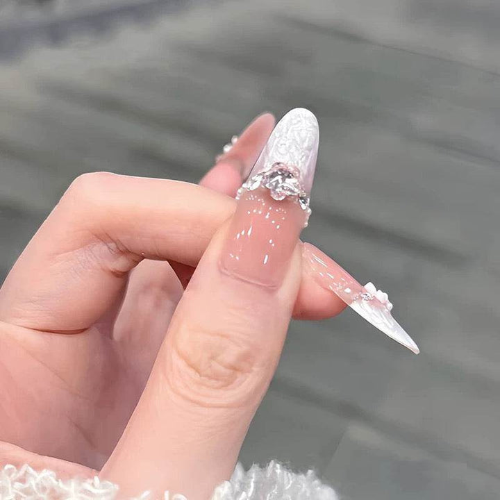 Butterfly Nail Art Burst Glitter Pink Diamonds Wearable Nails - Leokee case