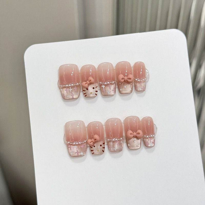 KT Cat Bow Short Style Wearable Nail - Leokee case